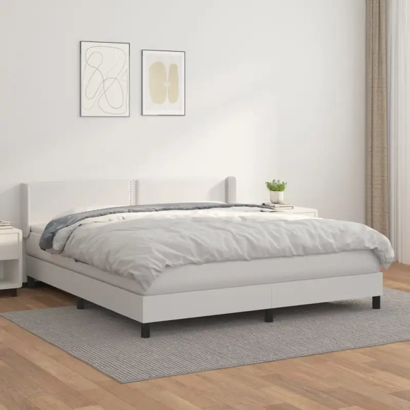 Zwart materiaal bed met schuim vulling en ideale afmetingen - Wit / 160 x 200 cm / Effen met spijkers - Bedden &