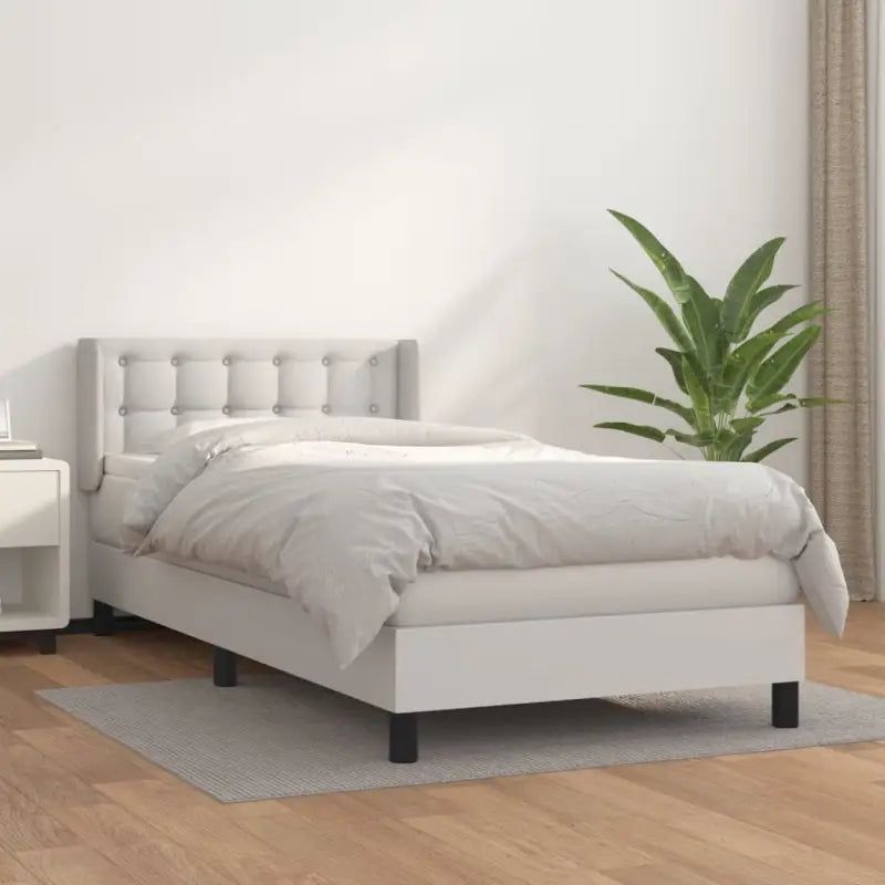 Zwart materiaal bed met schuim vulling en ideale afmetingen - Wit / 80 x 200 cm / knoppwn - Bedden & bedframes