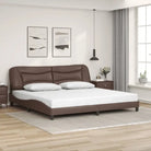 Zwart materiaal bedframe met hoofdeinde en multiplex lattenbodem - Bruin / 200 x 200 cm - Bedden & bedframes