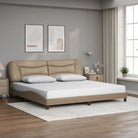 Zwart materiaal bedframe met hoofdeinde en multiplex lattenbodem - Cappuccino / 200 x 200 cm - Bedden & bedframes