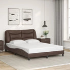 Zwart materiaal bedframe met hoofdeinde en multiplex lattenbodem - Bruin / 140 x 200 cm - Bedden & bedframes