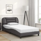 Zwart materiaal bedframe met hoofdeinde en multiplex lattenbodem - Grijs / 100 x 200 cm - Bedden & bedframes