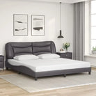 Zwart materiaal bedframe met hoofdeinde en multiplex lattenbodem - Grijs / 180 x 200 cm - Bedden & bedframes