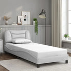 Zwart materiaal bedframe met hoofdeinde en multiplex lattenbodem - Wit / 90 x 200 cm - Bedden & bedframes