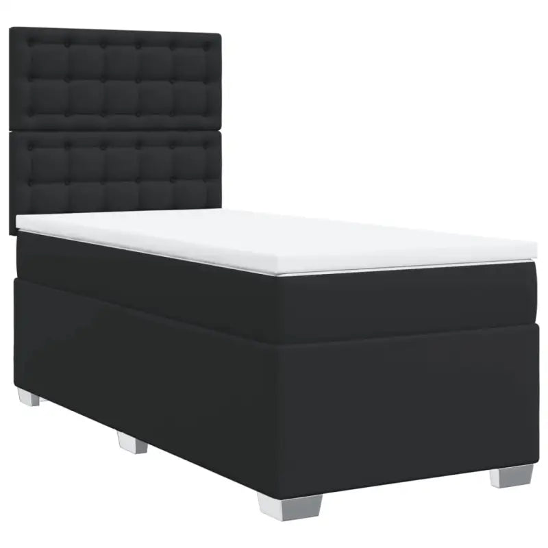 Zwart materiaal boxspringbed met hoogte verstelbaar en schuim afmetingen - enkele maat / knoppwn - Bedden & bedframes