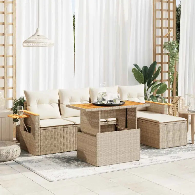 Zwart materiaal loungeset gemaakt van gepoedercoat staal voor buitenplezier - beige en crèmekleurig / met opbergruimte