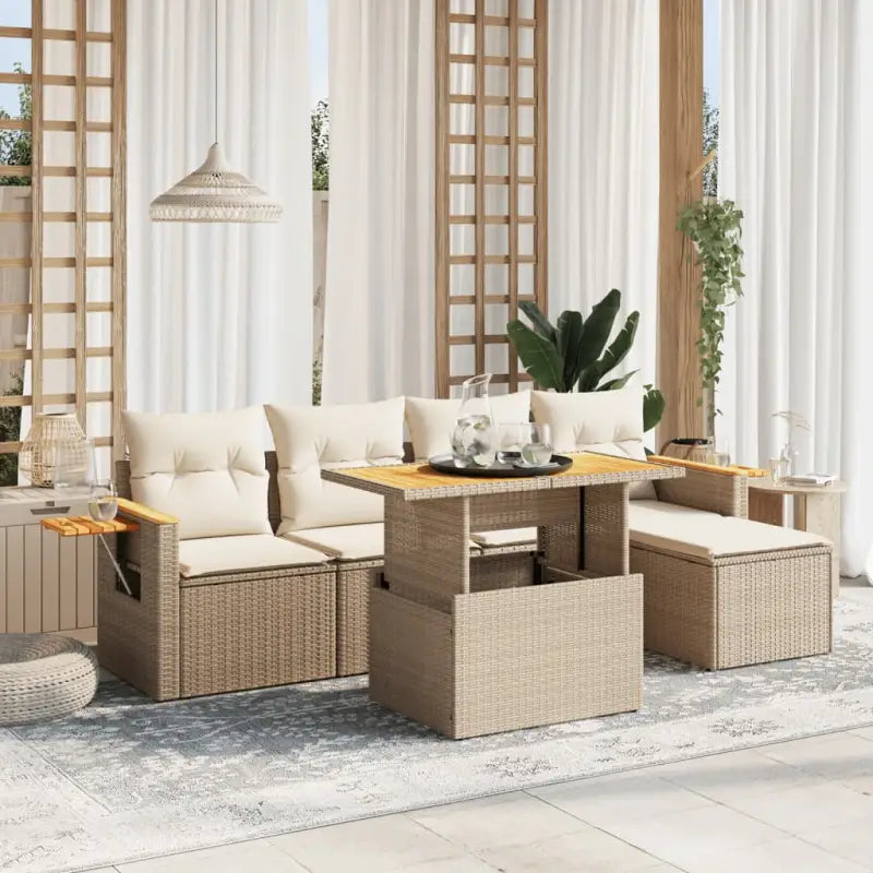 Zwart materiaal loungeset gemaakt van gepoedercoat staal voor buitenplezier - beige en crèmekleurig / zonder