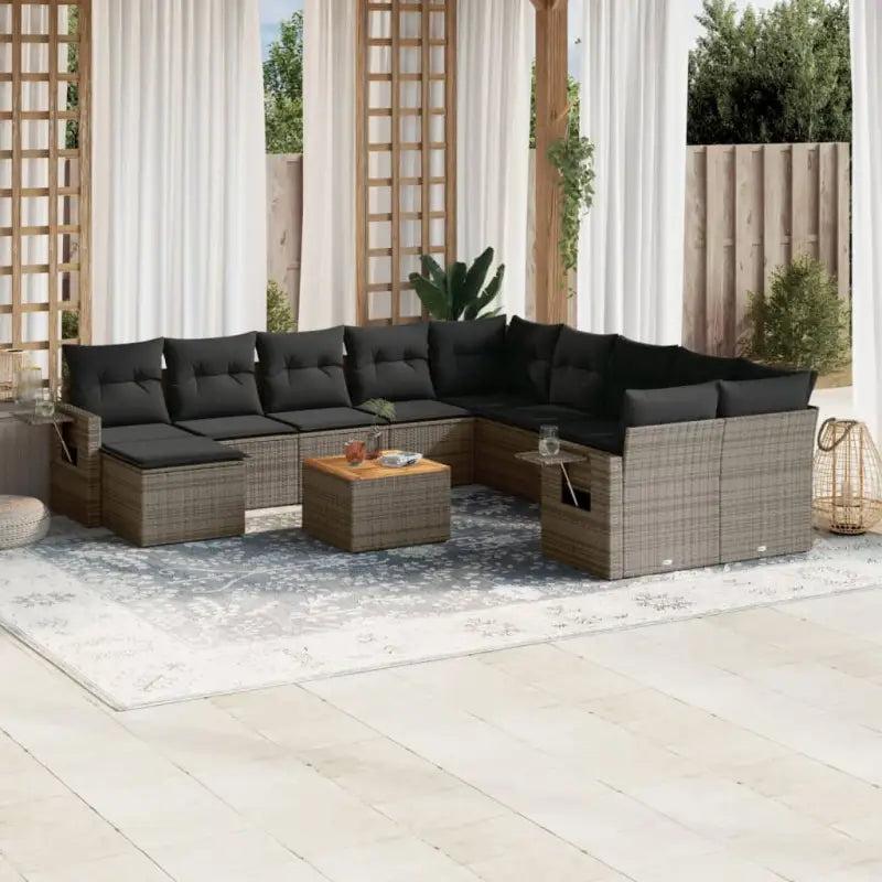 Zwart materiaal loungeset in gepoedercoat staal met comfortabele afmetingen - Grijs - Tuinsets