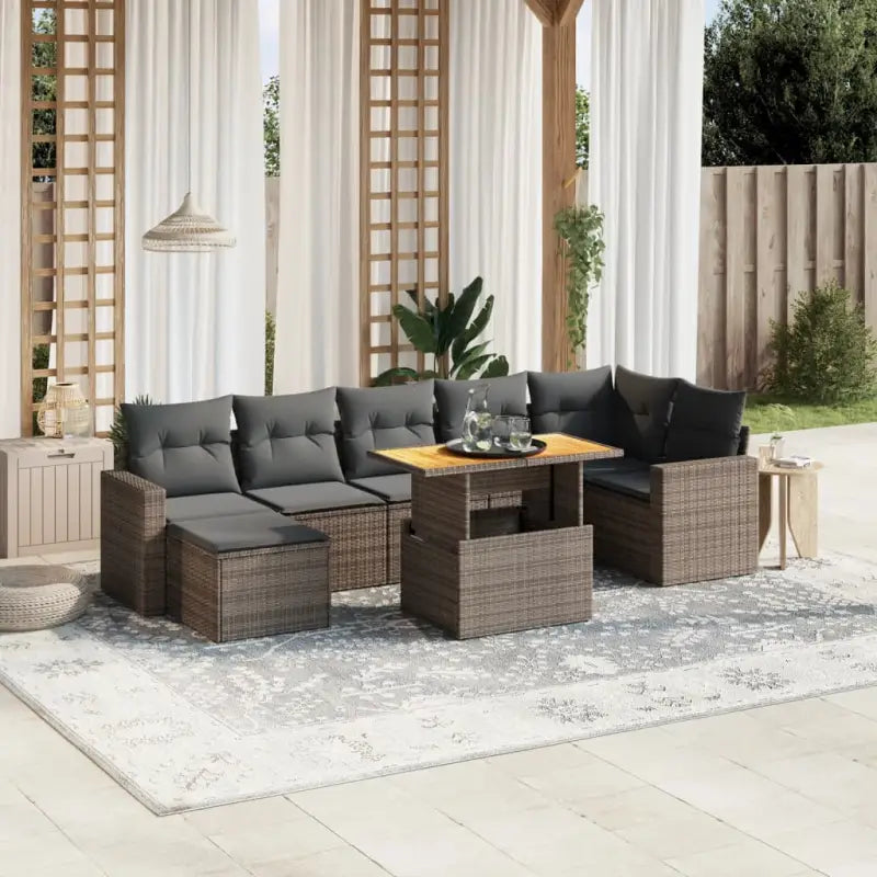 Zwart materiaal loungeset met gepoedercoat staal afmetingen voor buitengebruik - grijs en donkergrijs / 3x hoek 3x