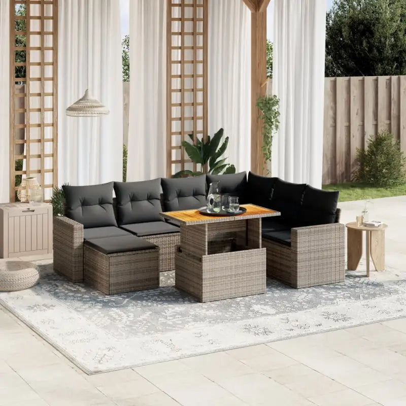 Zwart materiaal loungeset met gepoedercoat staal afmetingen voor buitengebruik - grijs en donkergrijs / 3x midden + 3x