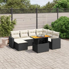 Zwart materiaal loungeset met gepoedercoat staal afmetingen voor buitengebruik - Zwart en crème / 3x midden + 3x hoek
