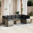 Zwart materiaal loungeset met gepoedercoat staal afmetingen voor buiten - grijs en donkergrijs / 2x hoek + 5x midden