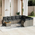 Zwart materiaal loungeset met gepoedercoat staal afmetingen voor buiten - grijs en donkergrijs / Tafel + 5x midden + 2x