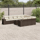 Zwart materiaal loungeset met gepoedercoat staal afmetingen voor buiten - Bruin en crème / Met tafel - Tuinsets