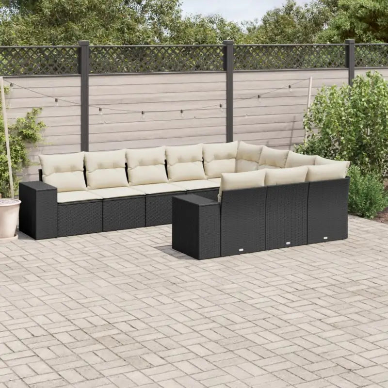 Zwart materiaal loungeset met gepoedercoat staal afmetingen voor buiten - Zwart en crème / Zonder tafel - Tuinsets