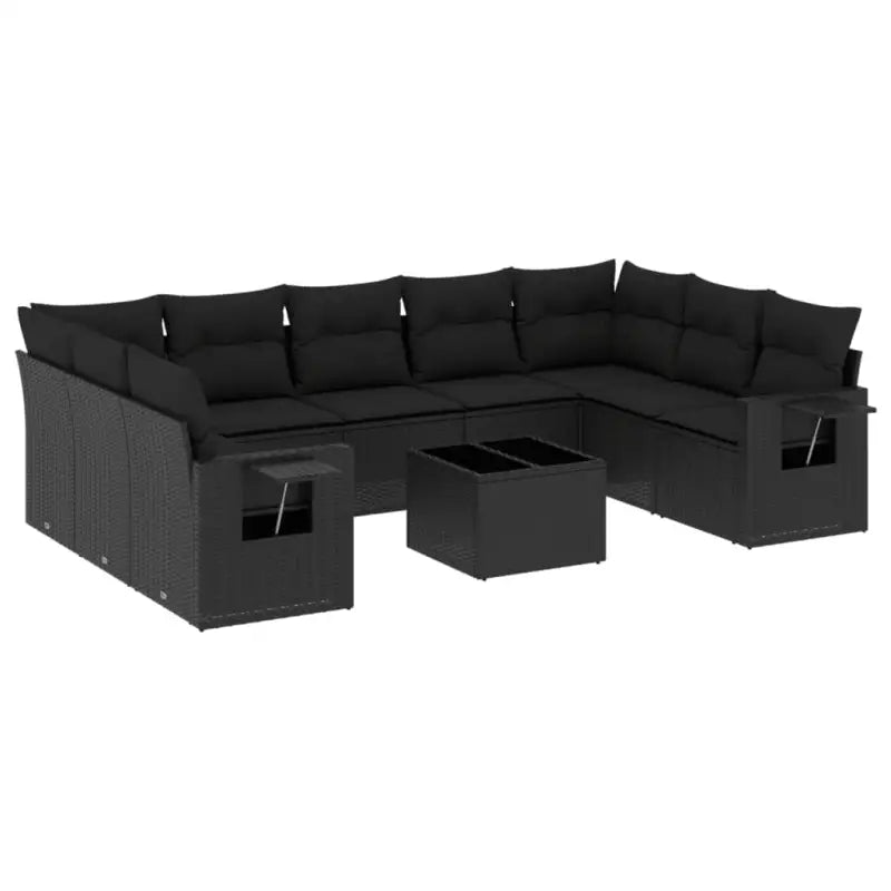 Zwart materiaal loungeset met gepoedercoat staal en afmetingen voor tuin - Tuinsets