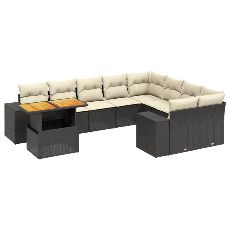 Zwart materiaal loungeset met gepoedercoat staal en afmetingen voor tuin - Tuinsets