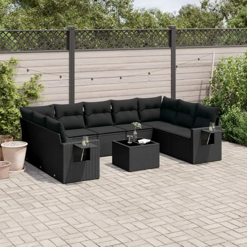 Zwart materiaal loungeset met gepoedercoat staal en afmetingen voor tuin - Zwart / Zonder tafel - Tuinsets