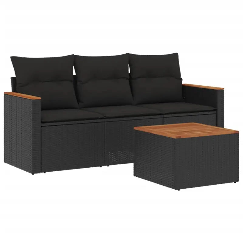 Zwart materiaal loungeset met gepoedercoat staal en afmetingen voor tuin - Tuinsets