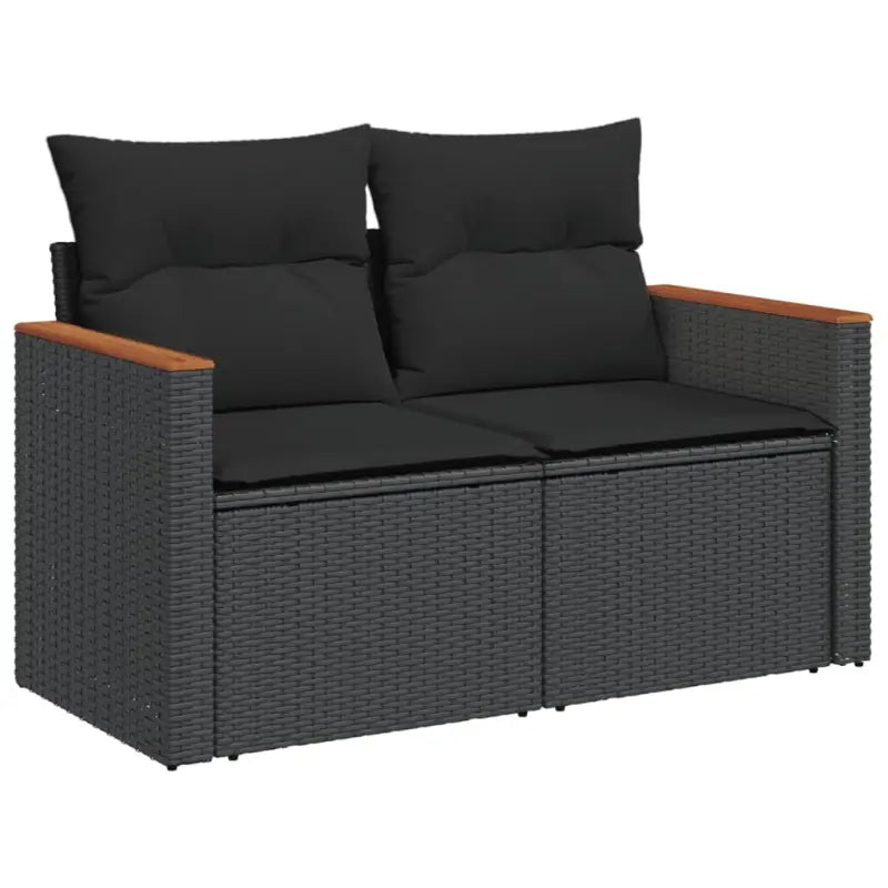 Zwart materiaal loungeset met gepoedercoat staal en afmetingen voor tuin - Tuinsets