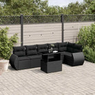 Zwart materiaal loungeset met gepoedercoat staal en afmetingen perfect voor je tuin - Zwart / Met tafel - Tuinsets