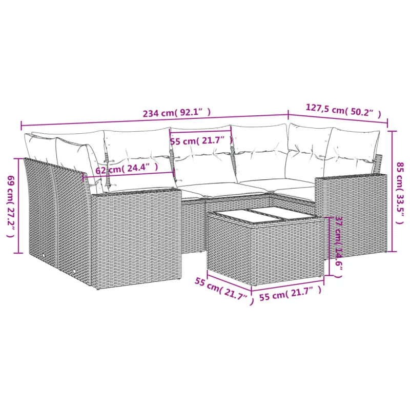 Zwart materiaal loungeset met gepoedercoat staal en afmetingen voor tuin - Tuinsets