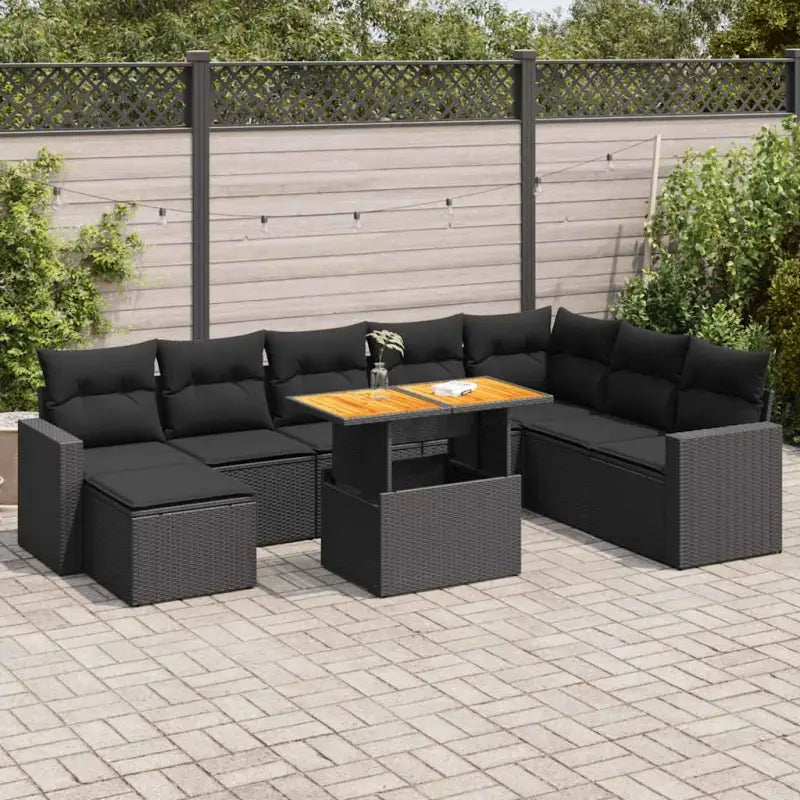 Zwart materiaal loungeset met gepoedercoat staal en afmetingen - Zwart / met opbergruimte - Tuinsets