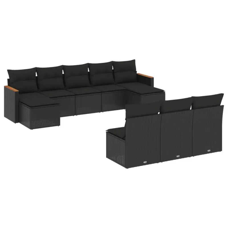 Zwart materiaal loungeset met gepoedercoat staal en afmetingen voor buiten - Tuinsets