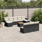 Zwart materiaal loungeset met gepoedercoat staal en afmetingen voor buiten - Zwart en crème / Met tafel - Tuinsets