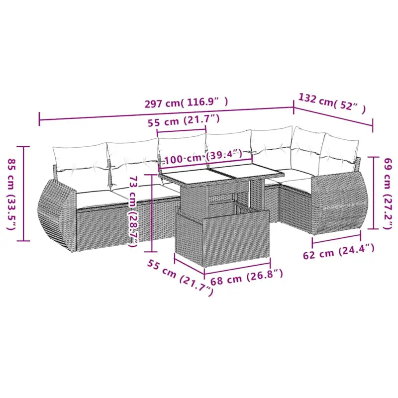 Zwart materiaal loungeset met gepoedercoat staal en afmetingen perfect voor je tuin - Tuinsets