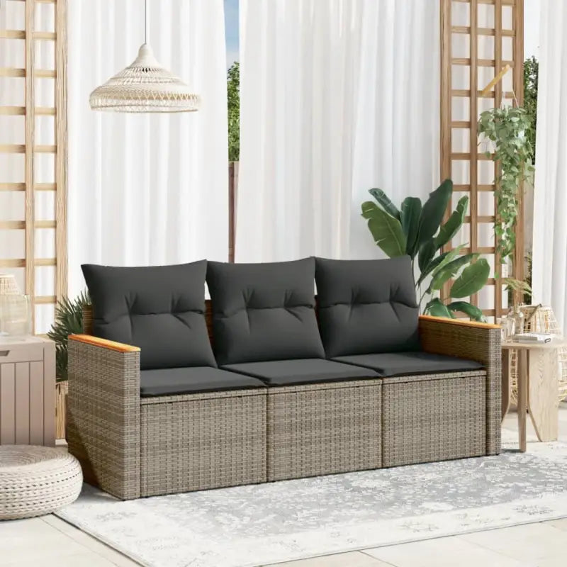 Zwart materiaal loungeset met gepoedercoat staal en afmetingen voor tuin - Grijs / Zonder tafel - Tuinsets