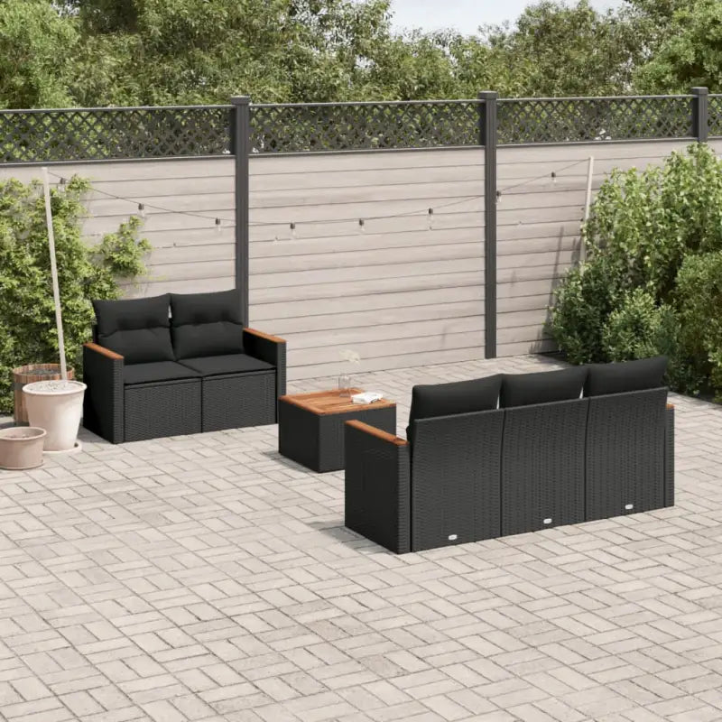 Zwart materiaal loungeset met gepoedercoat staal en afmetingen voor tuin - Zwart - Tuinsets