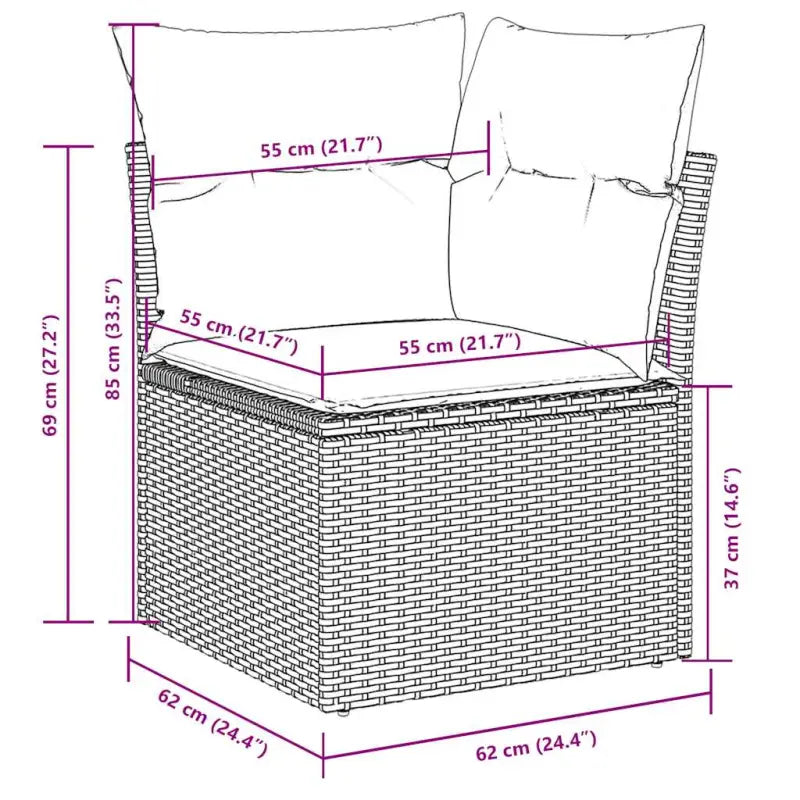 Zwart materiaal loungeset met gepoedercoat staal en afmetingen perfect voor je tuin - Tuinsets