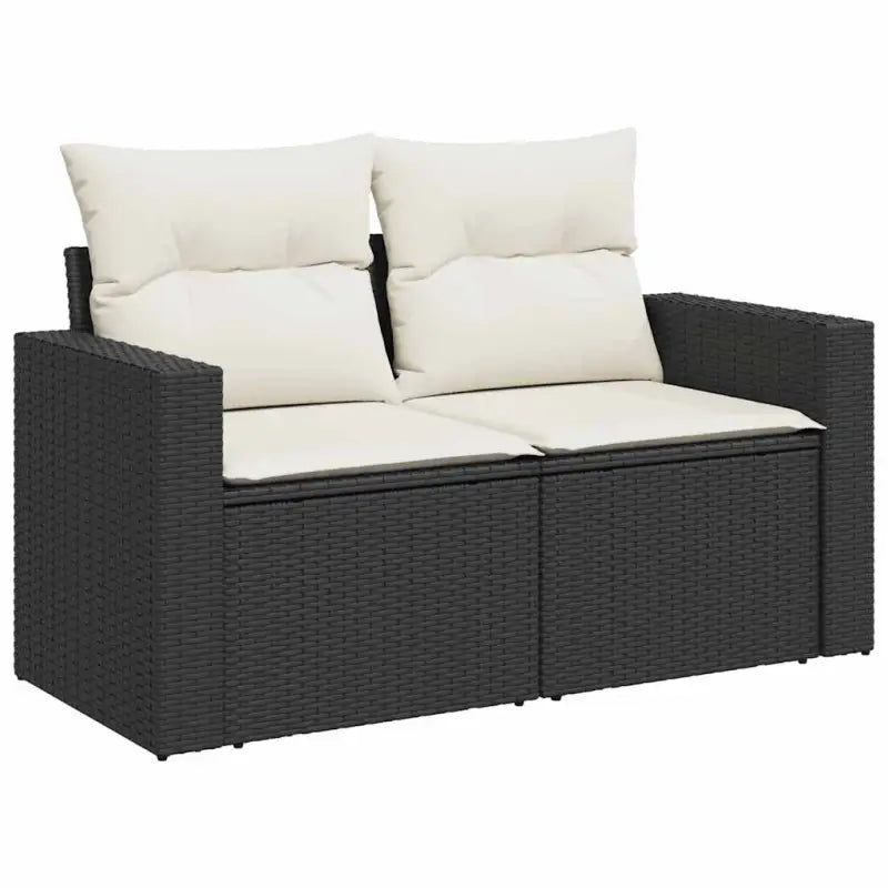 Zwart materiaal loungeset met gepoedercoat staal en afmetingen voor buiten - Tuinsets