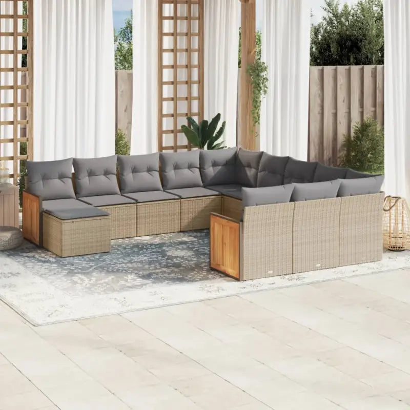 Zwart materiaal Loungeset met gepoedercoat staal en afmetingen - beige en lichtgrijs / Zonder tafel - Tuinsets