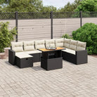 Zwart materiaal loungeset met gepoedercoat staal en afmetingen - Zwart en crème / zonder opbergruimte - Tuinsets