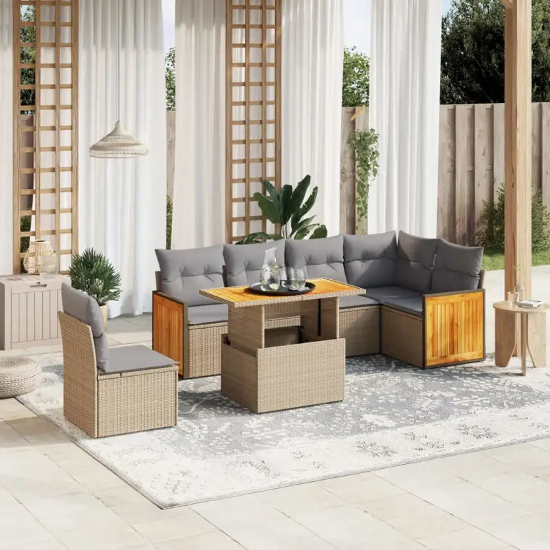 Zwart materiaal loungeset met gepoedercoat staal en comfortabele afmetingen - Beige en grijs - Tuinsets