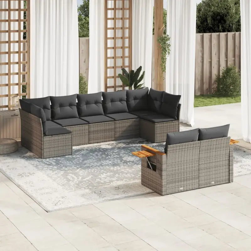 Zwart materiaal loungeset met gepoedercoat staal en comfortabele afmetingen - Grijs / Zonder tafel - Tuinsets