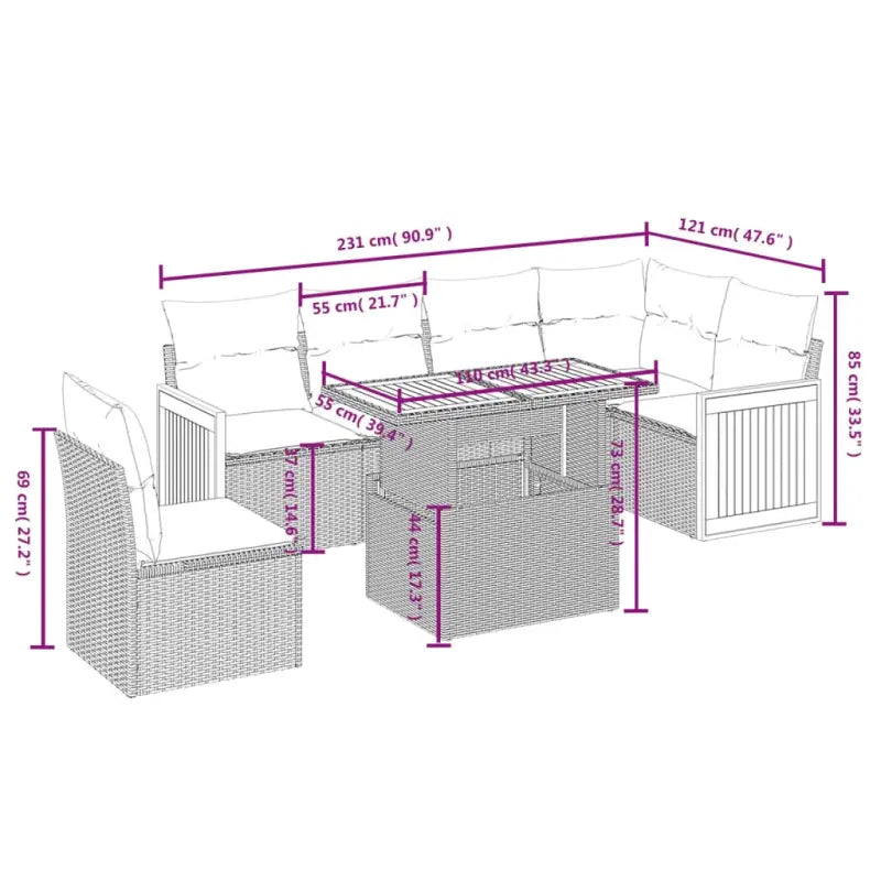 Zwart materiaal loungeset met gepoedercoat staal en comfortabele afmetingen - Tuinsets