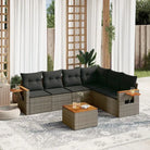 Zwart materiaal loungeset met gepoedercoat staal en comfortabele afmetingen - Grijs / Met tafel - Tuinsets