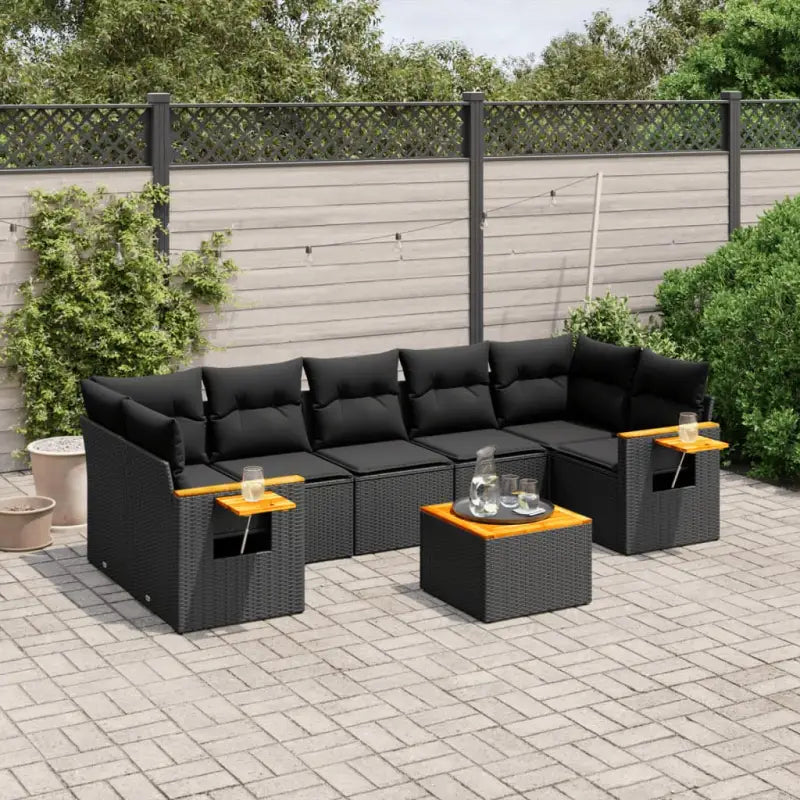 Zwart materiaal loungeset met gepoedercoat staal en comfortabele afmetingen - Tuinsets