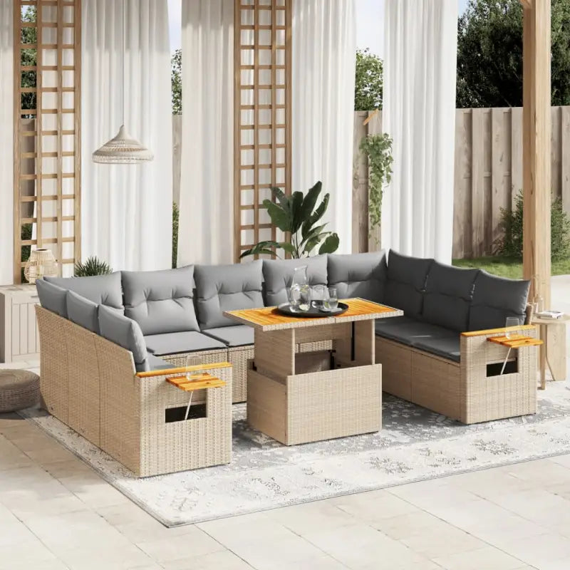 Zwart materiaal loungeset met gepoedercoat staal en comfortabele afmetingen - Beige en grijs - Tuinsets