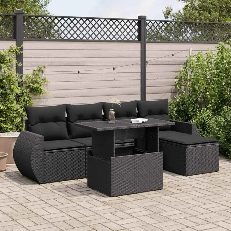 Zwart materiaal loungeset met gepoedercoat staal en comfortabele afmetingen - Zwart / met opbergruimte - Tuinsets