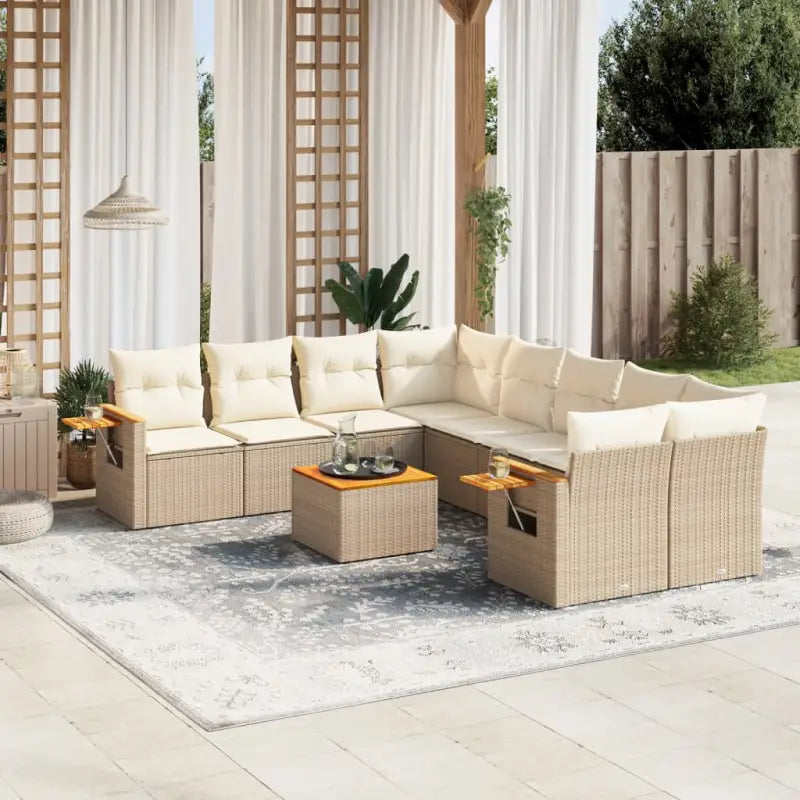 Zwart materiaal loungeset met gepoedercoat staal en comfortabele afmetingen - beige en crèmekleurig - Tuinsets