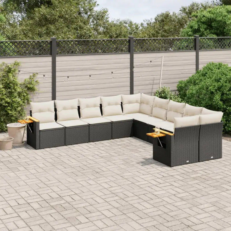 Zwart materiaal loungeset met gepoedercoat staal en comfortabele zitafmetingen - Zwart en crème / Zonder tafel