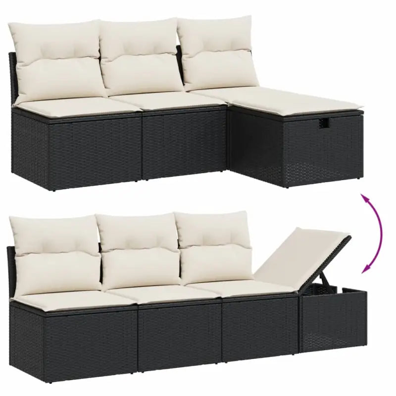 Zwart materiaal loungeset met gepoedercoat staal en comfortabele afmetingen - Tuinsets