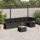 Zwart materiaal loungeset met gepoedercoat staal en comfortabele afmetingen - Zwart / Met tafel - Tuinsets