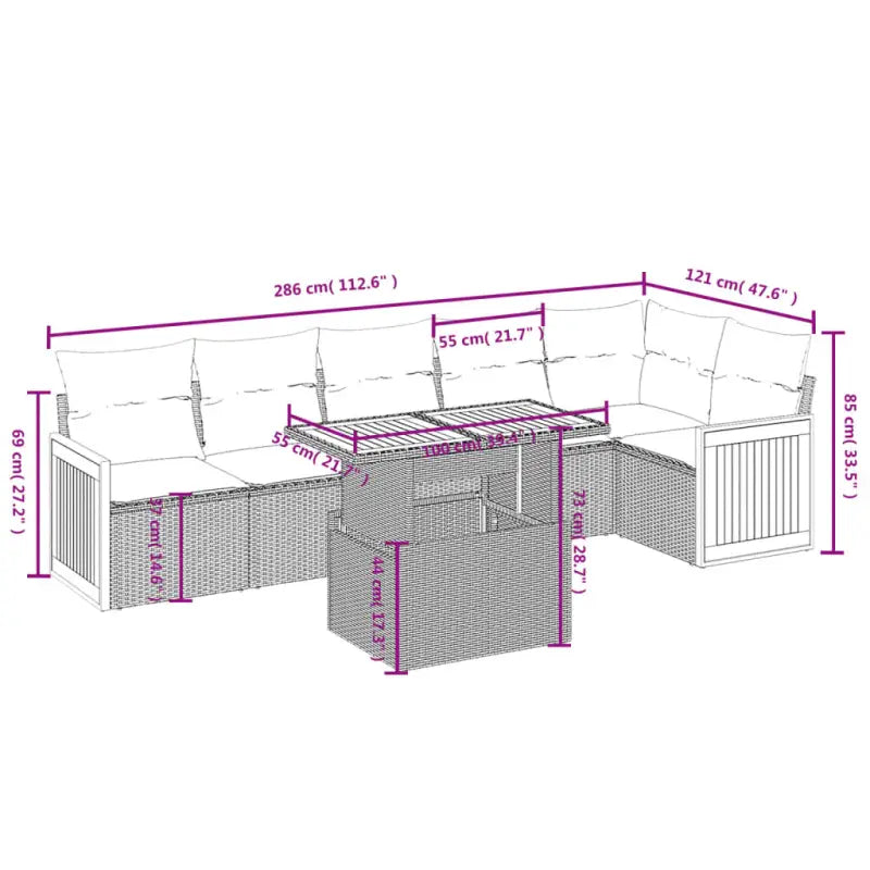 Zwart materiaal loungeset met gepoedercoat staal en comfortabele afmetingen - Zwart - Tuinsets