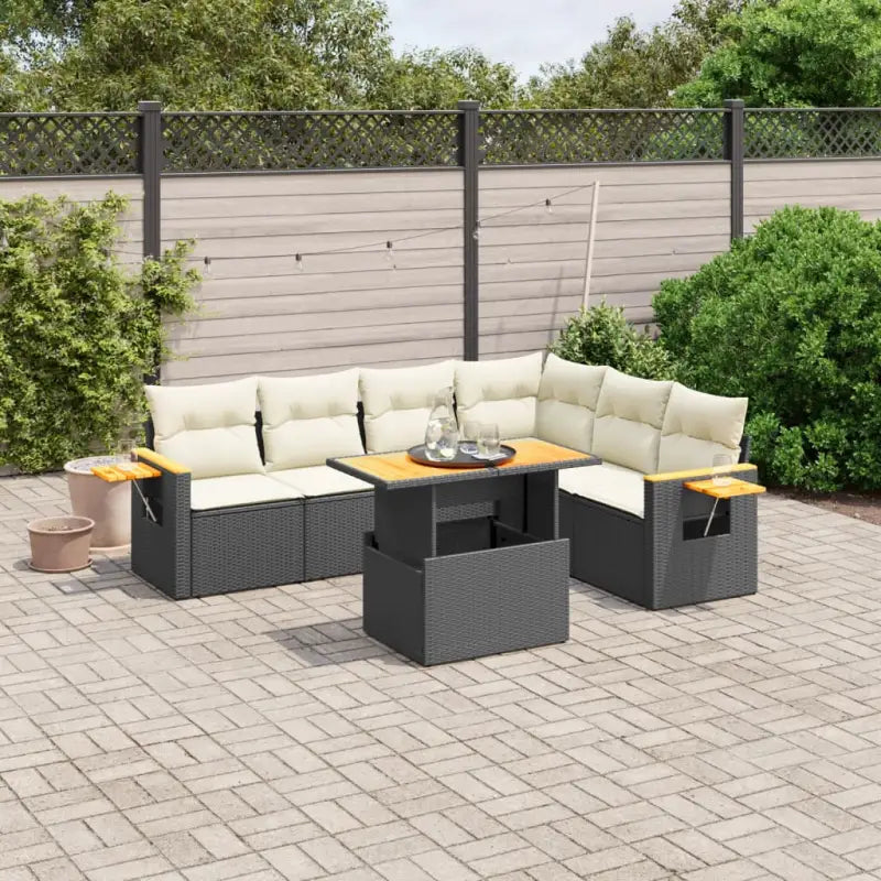 Zwart materiaal loungeset met gepoedercoat staal en comfortabele afmetingen - Zwart en crème / zonder opbergruimte