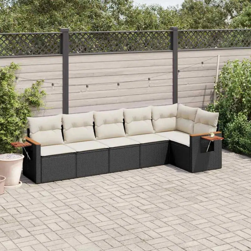 Zwart materiaal loungeset met gepoedercoat staal en comfortabele afmetingen - Zwart en crème / Zonder tafel - Tuinsets